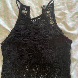 Rue21 Black Cropped Embellished Tank Top